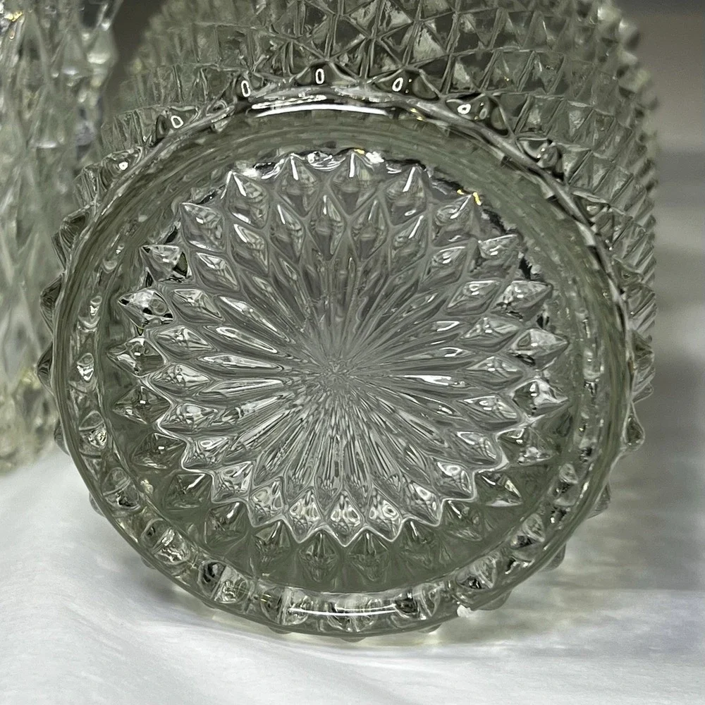 2 Vintage Indiana Glass Tumblers - Diamond Point Clear - 5.75